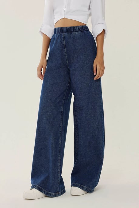 Elastic Waist Wide Leg Jeans - Image 2