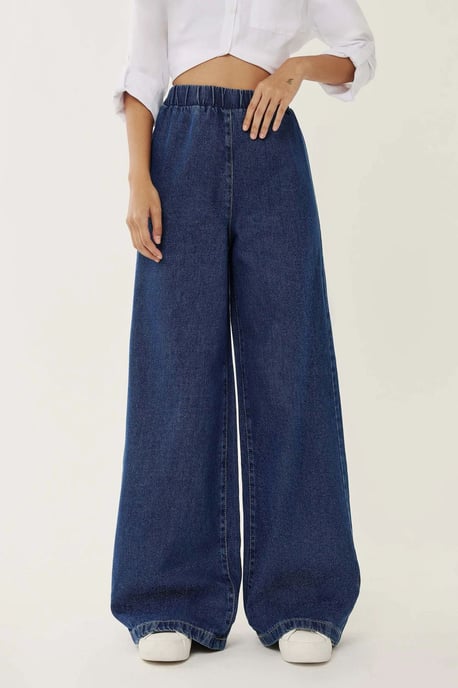 Elastic Waist Wide Leg Jeans - Image 3