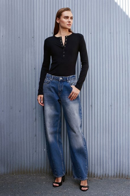 Högmidjade vida jeans i bomulldenim - Image 1