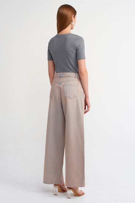 Högmidjade vida jeans i bomull - Image 2
