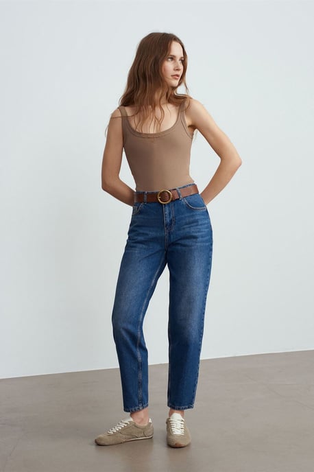 Lågmidjade raka bomullsjeans - Image 1