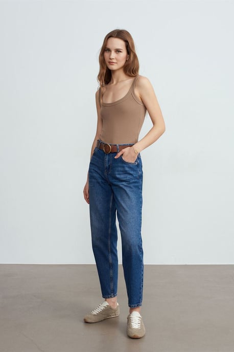Lågmidjade raka bomullsjeans - Image 4