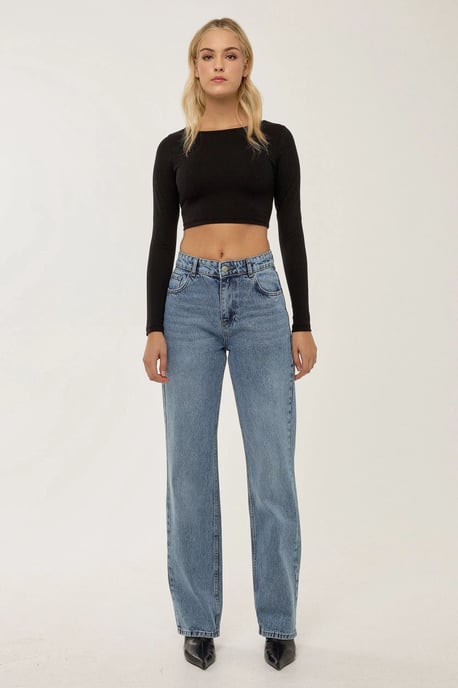 Straight Leg Medium Rise Jean - Image 2
