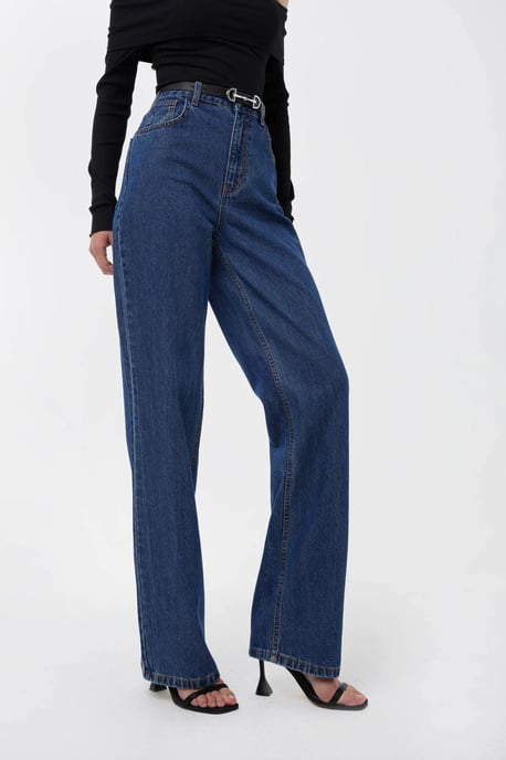 High-Waist Straight-Leg Washed Pants - Image 2