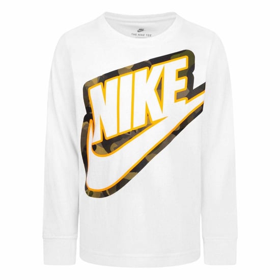 Nike Kinder-T-shirt met lange mouwen en camouflageprint (Wit) - Image 1