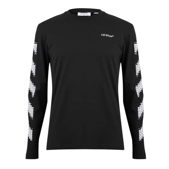 Off White Heren Crew Neck Regular T-shirt (Zwart, Wit) - Image 1