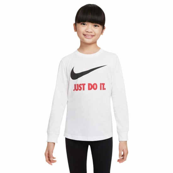Nike Childrens/Kids Just Do It Swoosh Long-Sleeved T-Shirt (White) - Image 1