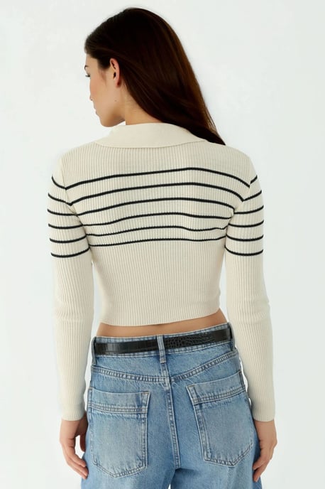 Textured Knitwear Half Turtleneck Sweater - Image 3