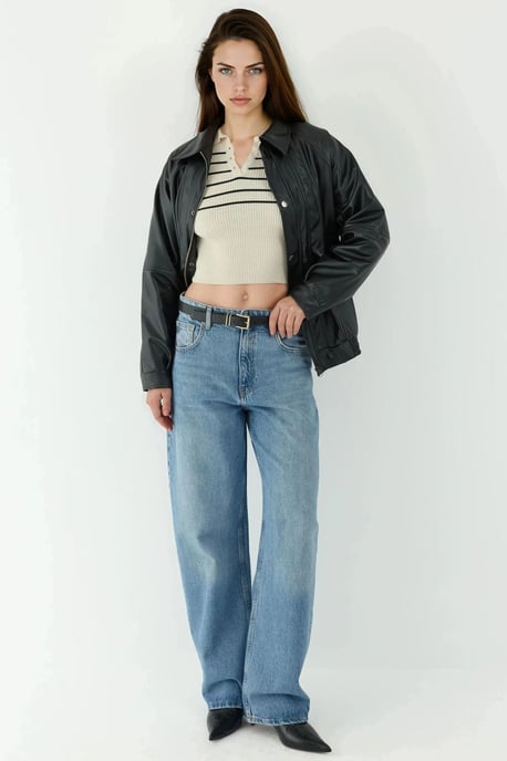 Textured Knitwear Half Turtleneck Sweater - Image 4