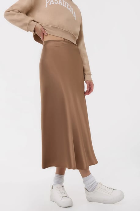 High-Waist Satin Midi Skirt - Image 3