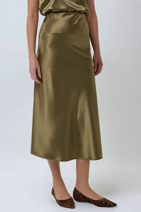 High-Waist Satin Midi Skirt - Image 1