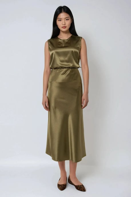 High-Waist Satin Midi Skirt - Image 2