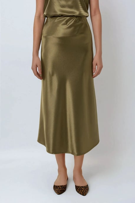 High-Waist Satin Midi Skirt - Image 3