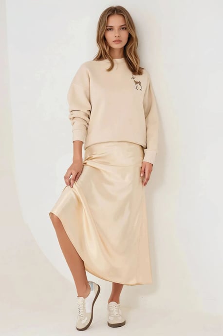 High-Waist Satin Midi Skirt - Image 2