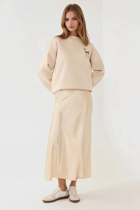 High-Waist Satin Midi Skirt - Image 3