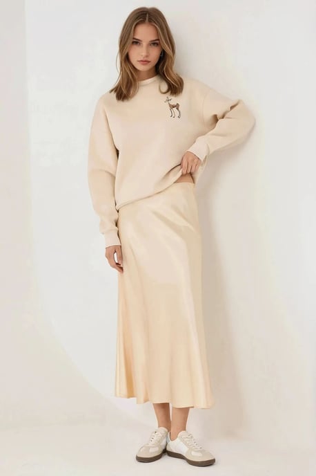 High-Waist Satin Midi Skirt - Image 4