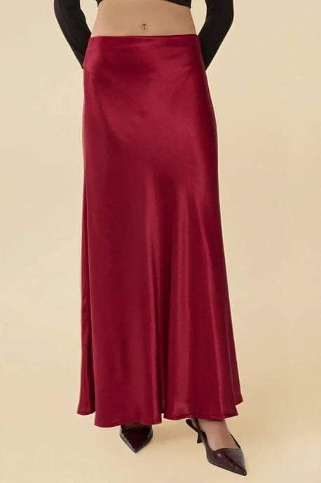 Bias Klippt Maxi Satin Kjol - Image 2
