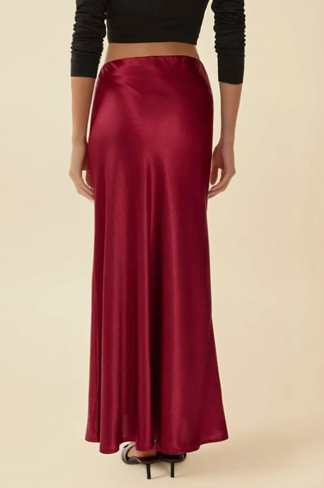 Bias Klippt Maxi Satin Kjol - Image 3