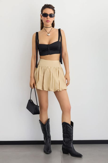 Mini Balloon Skirt with Attached Inner Short - Image 1