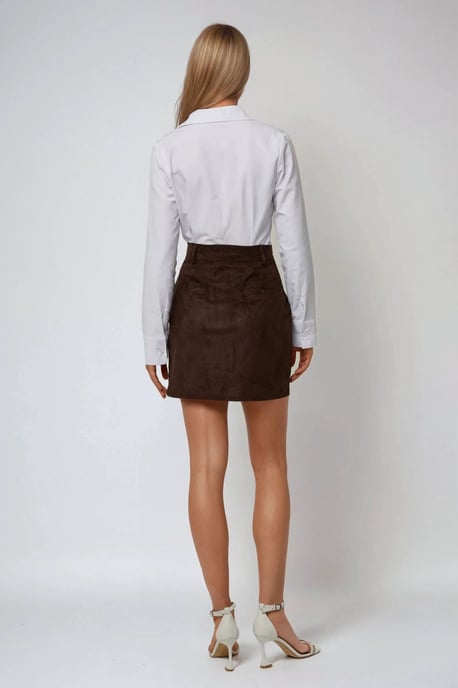 High Waist Faux Suede Mini Skirt - Image 4