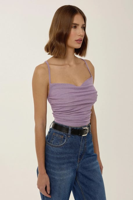 Asymmetrisk Glitterstickad Crop Top - Image 3
