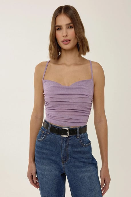 Asymmetrisk Glitterstickad Crop Top - Image 4