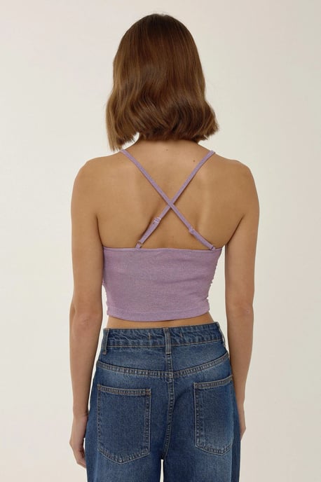 Asymmetrisk Glitterstickad Crop Top - Image 5