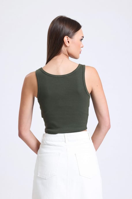 Ribbad tanktop med fyrkantig hals och knappar - Image 3