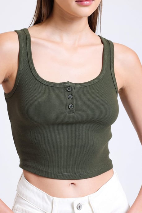 Ribbad tanktop med fyrkantig hals och knappar - Image 4