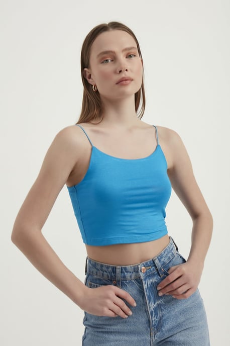 Spaghetti Band Basisk Croppad Cami Topp - Image 2