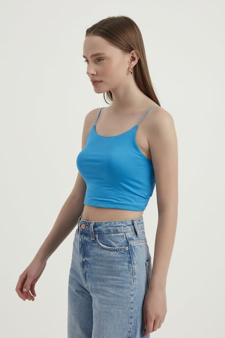 Spaghetti Band Basisk Croppad Cami Topp - Image 3