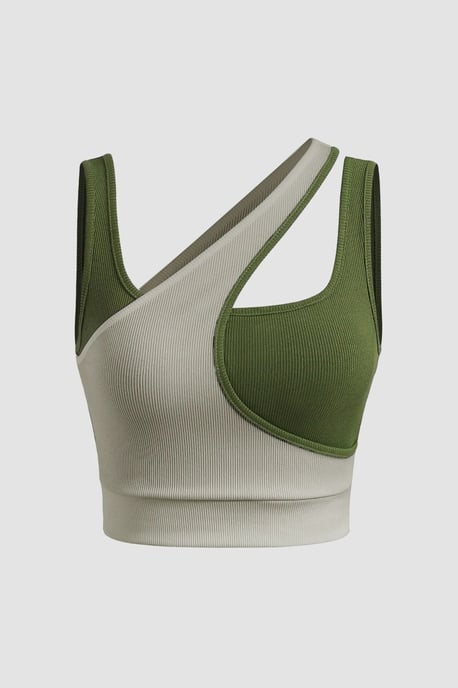 Kontrast Asymmetrisk Krage Tanktop - Image 5