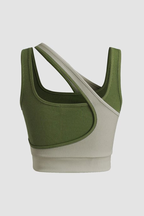 Kontrast Asymmetrisk Krage Tanktop - Image 6