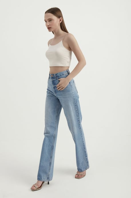 Spaghettibands Bas Cropped Cami Topp - Image 2