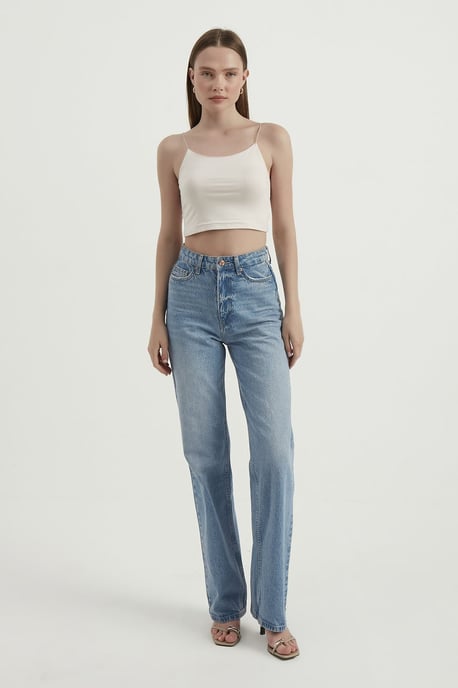 Spaghettibands Bas Cropped Cami Topp - Image 3