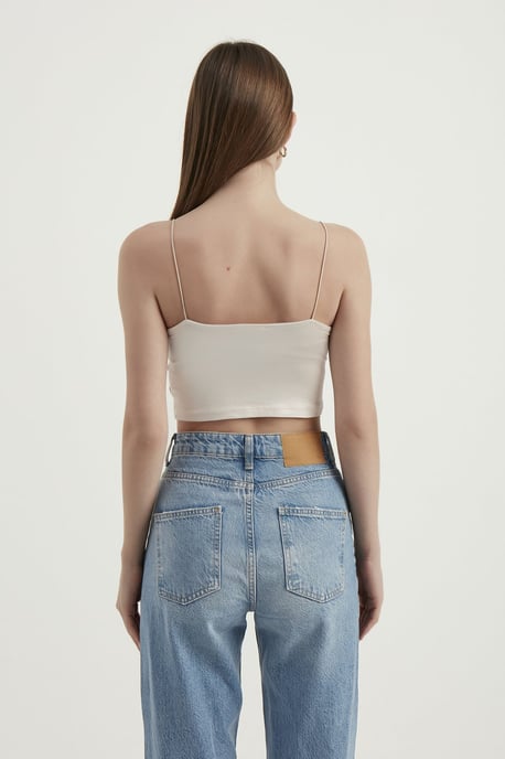 Spaghettibands Bas Cropped Cami Topp - Image 5
