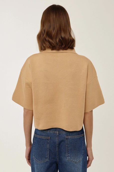 Knitted Zipper Collar Top - Image 5
