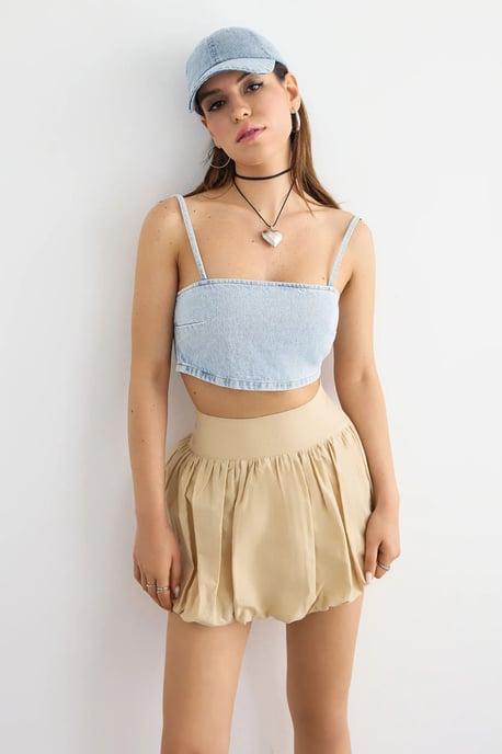 Rutig Denim Spaghetti Top - Image 2