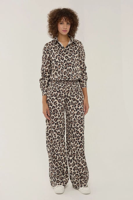 Leopard Print Straight Leg Pants - Image 1