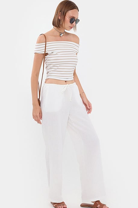 High-Waist Straight-Leg Trousers with Drawstring - Image 2