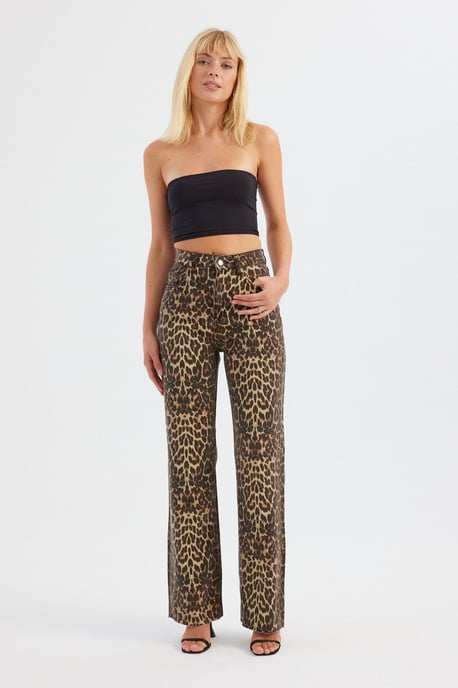 Animal Printed High Waist Straight Leg Trousers - Image 1