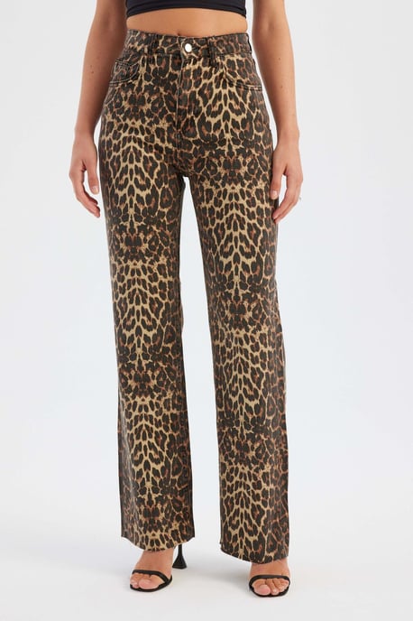 Animal Printed High Waist Straight Leg Trousers - Image 2