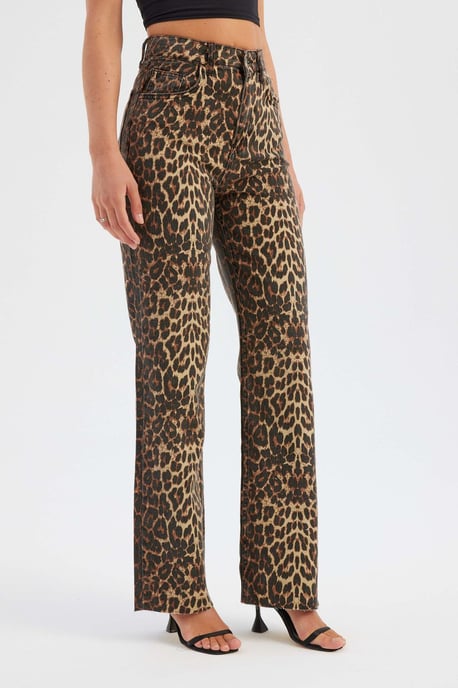 Animal Printed High Waist Straight Leg Trousers - Image 3