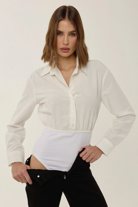 Shirtkraag Langsleeve Romper met Drukknoopsluiting - Image 6