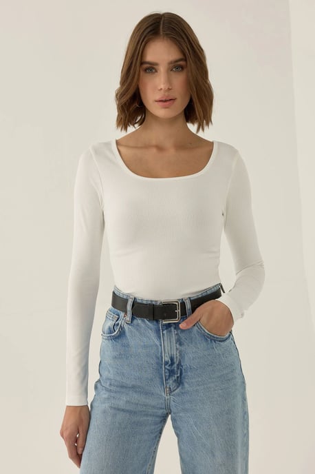 Square Neck Long Sleeve Bodysuit - Image 5