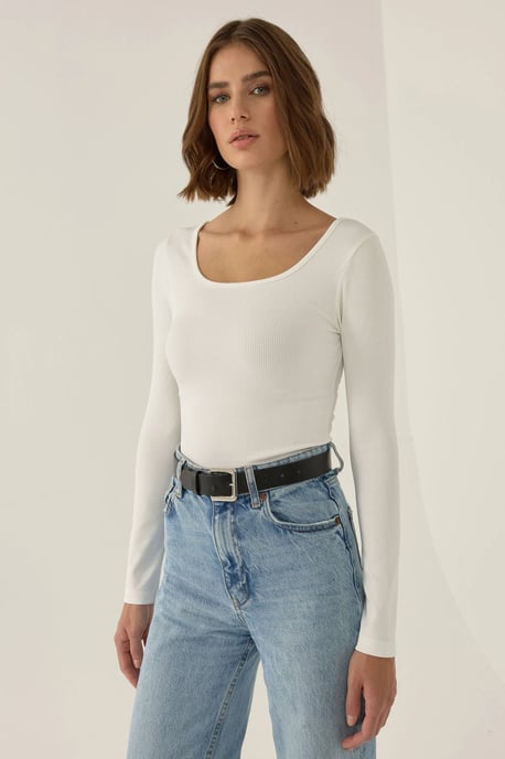 Square Neck Long Sleeve Bodysuit - Image 6