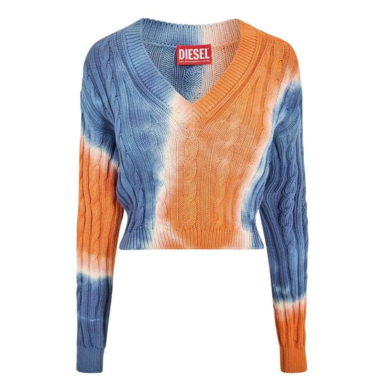 Diesel Dames-cropped-sweatshirt met V-hals en tie-dye-print (Oranje/Blauw) - Image 1