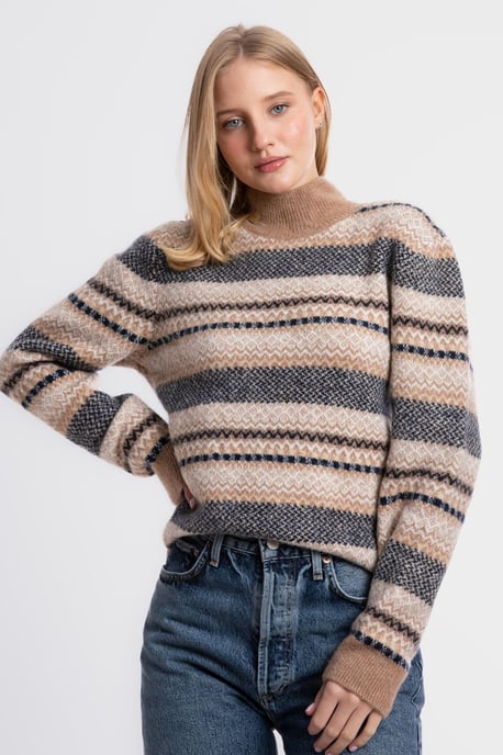 Patterned High Neck Sweater - Image 1