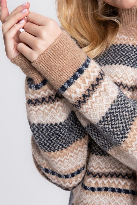 Patterned High Neck Sweater - Image 5