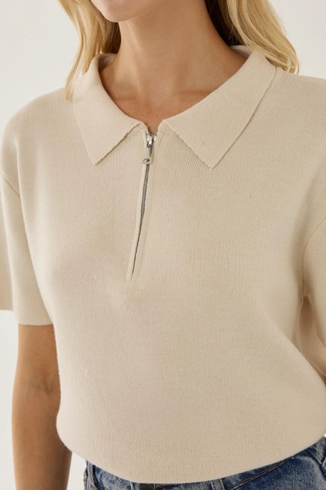 Polo Collar Zippered Sweater - Image 5
